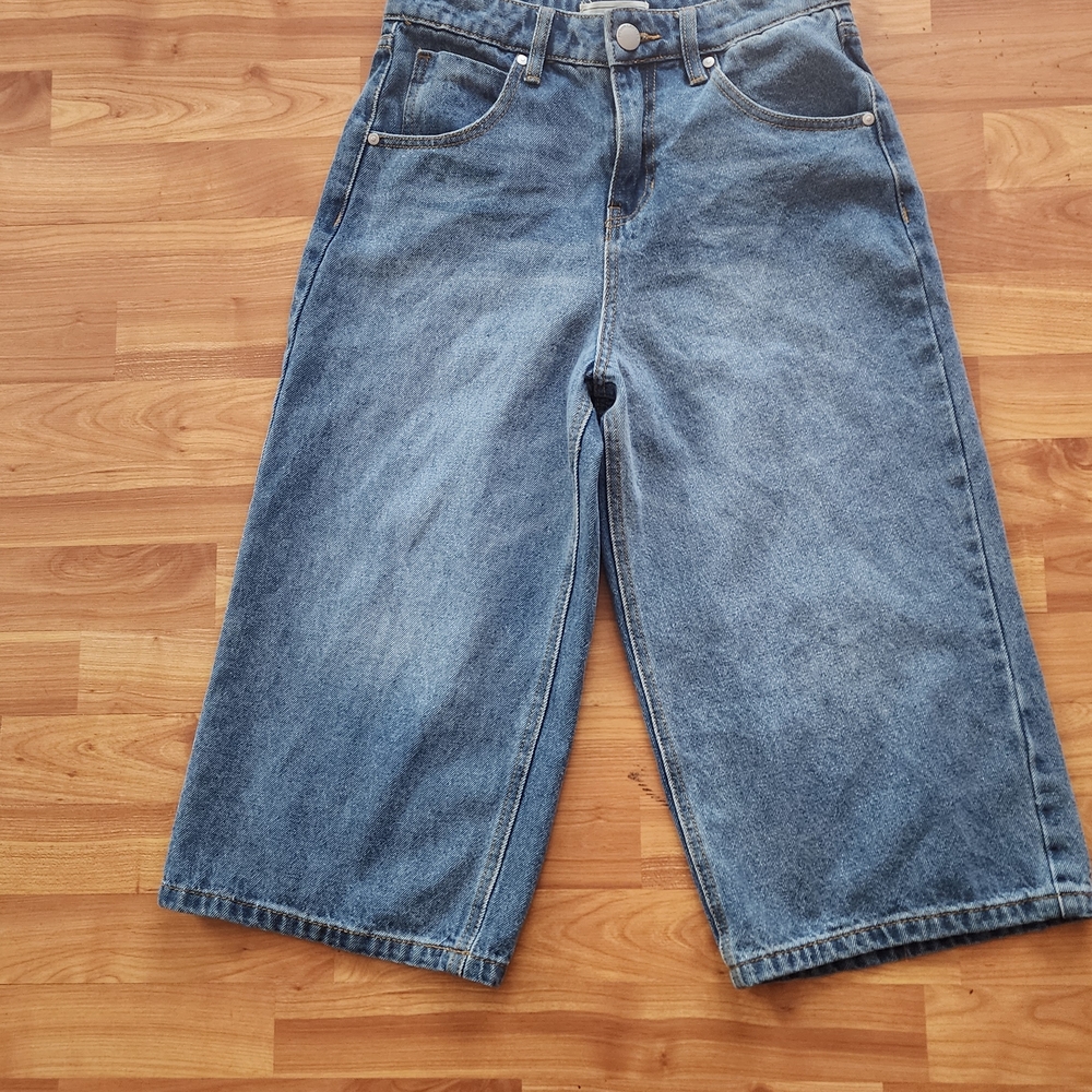 Wide Leg Denim Culotte Shorts Size 3 Light Wash Gaucho Style NWT